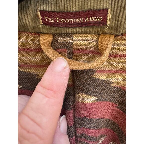 VTG Territory Ahead Jacket Mens Large Tan Duck Canvas Chore Aztec Lined Utility - Picture 10 of 16